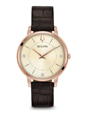 Bulova Classics Quartz Diamond Champagne Dial Ladies Watch 97P122