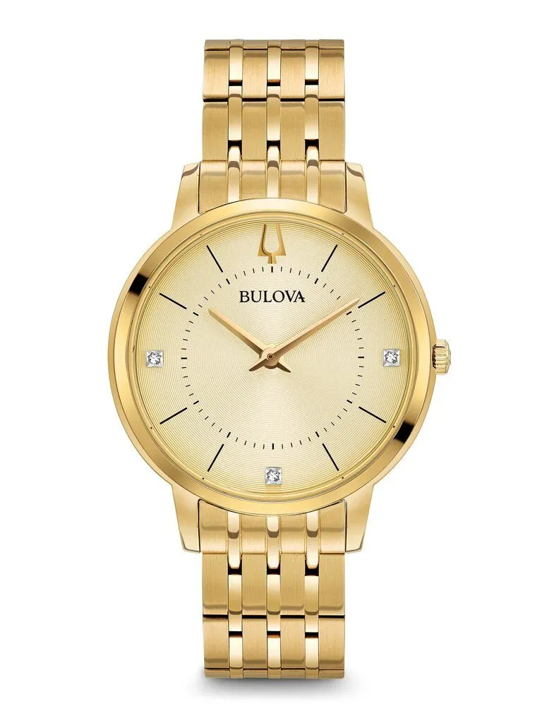 Bulova Classics Quartz Diamond Champagne Dial Ladies Watch 97P123