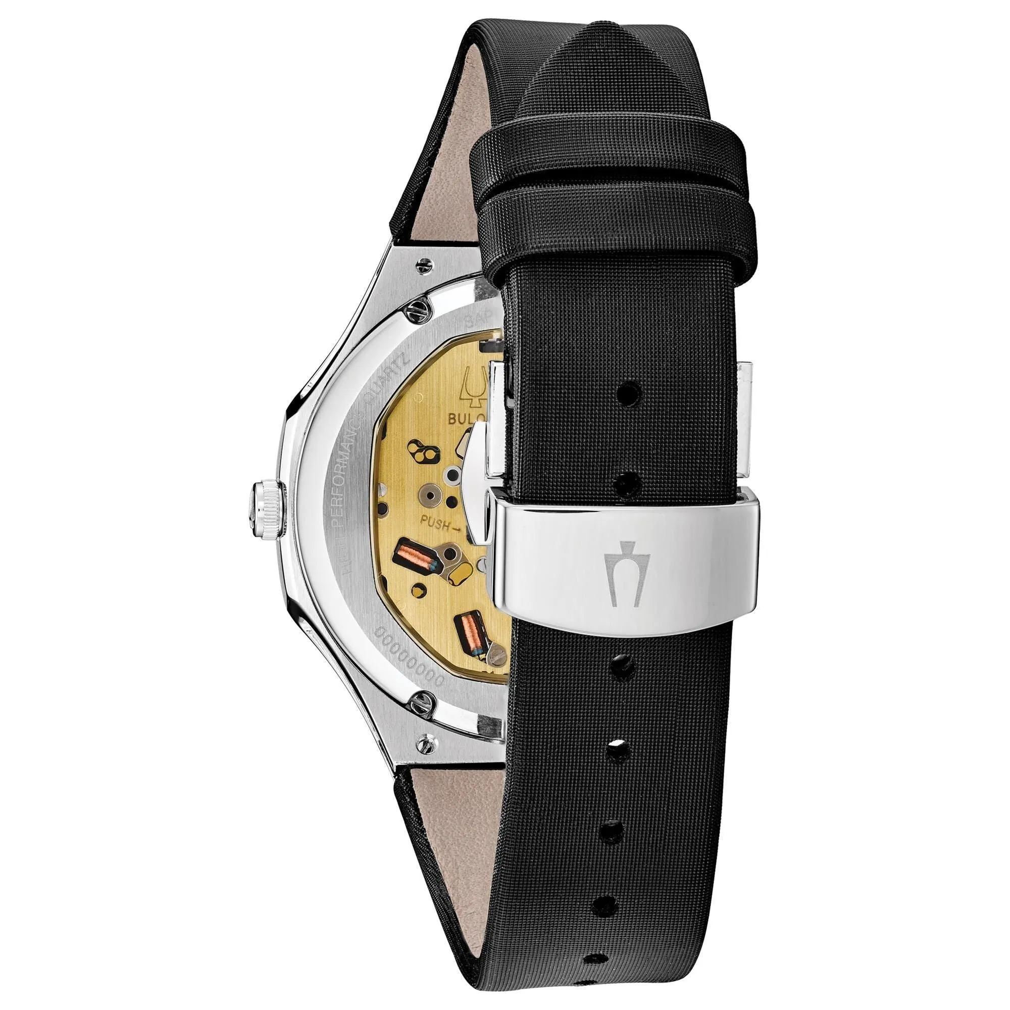 Bulova Curv Diamond Ladies Black Techno Strap Watch 96R229