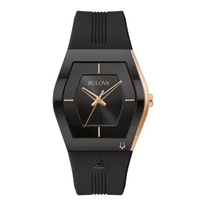 Bulova Gemini Latin Grammy Special Edition Mens Two Tone Black Silicone Strap Watch