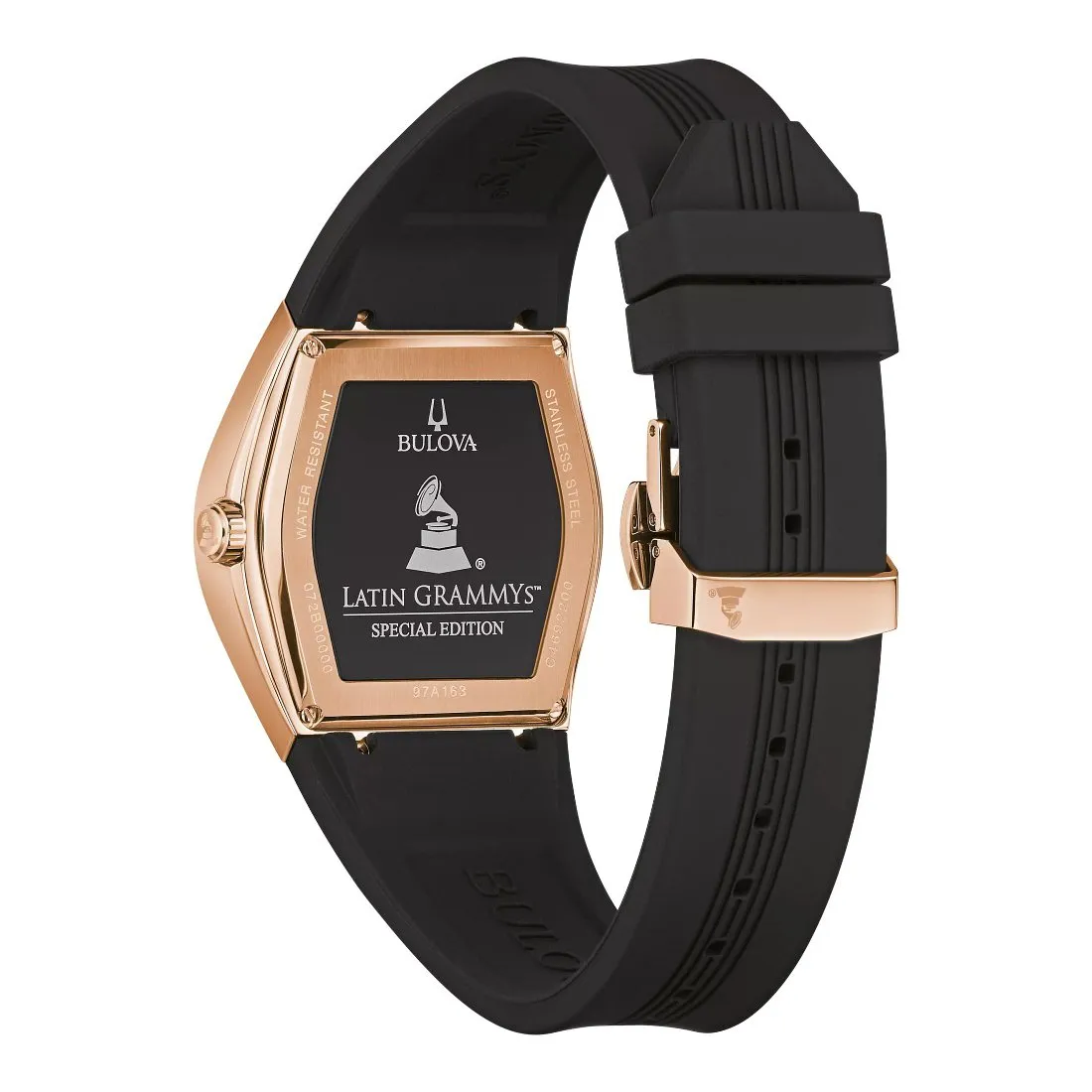 Bulova Gemini Latin Grammy Special Edition Mens Two Tone Black Silicone Strap Watch