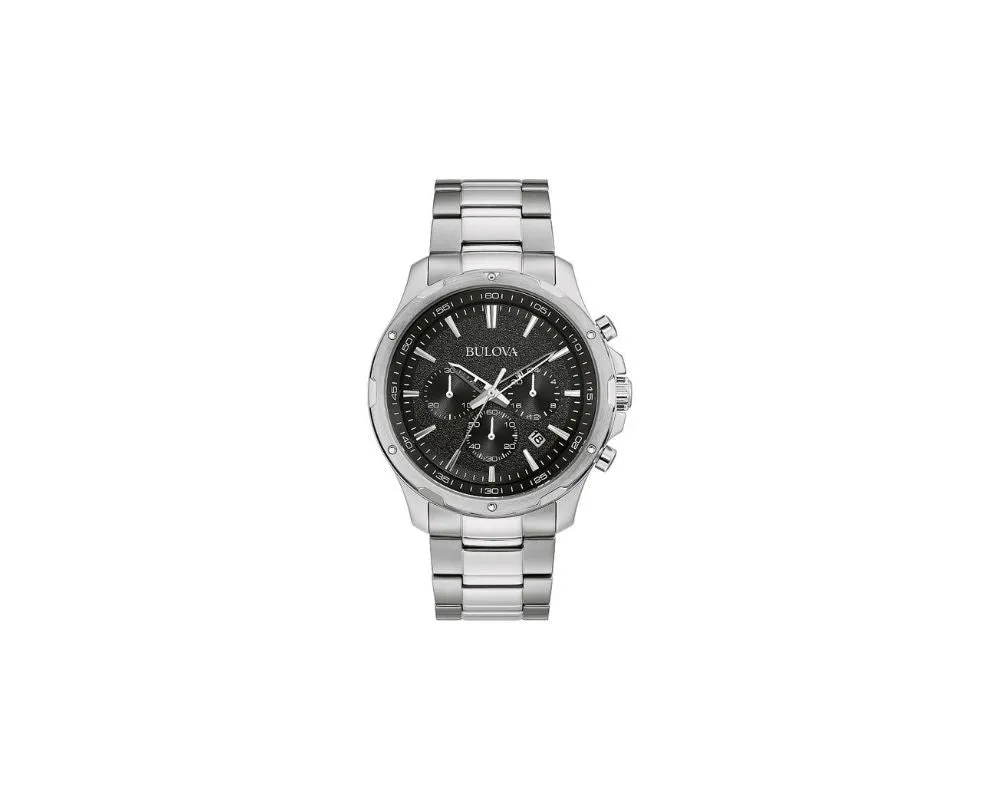 Bulova Men's Classic Quartz Chronograph Calendar Silver Watch 43MM 96B336