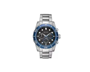 Bulova Men's Quartz Classic Silver Blue Chronograph Watch 43mm 98A212: imeless Elegance with Precision