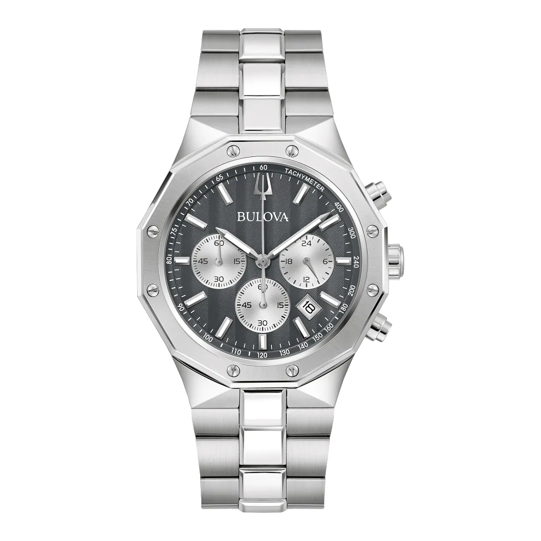 Bulova Prestige Mens Stainless Steel Grey Dial Chronograph Watch
