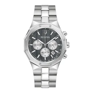 Bulova Prestige Mens Stainless Steel Grey Dial Chronograph Watch