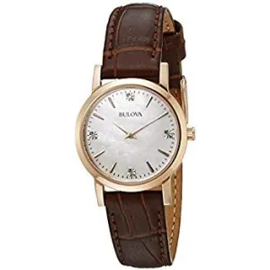Bulova Quartz Diamond Gallery Mother of Pearl Dial Ladies Watch 97P105