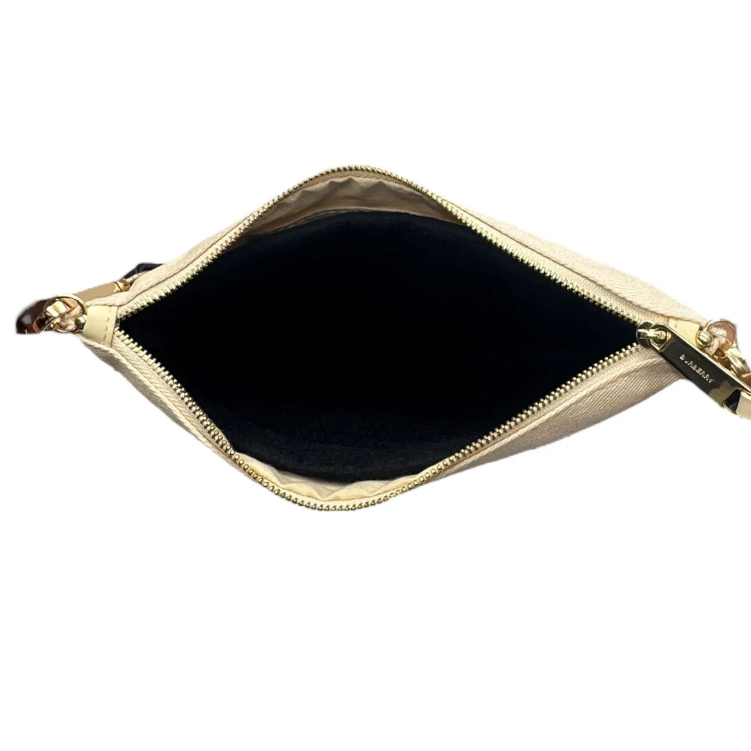 BURBERRY Canvas Cosmetics Pouch/Wristlet with Shoulder Strap - Cream
