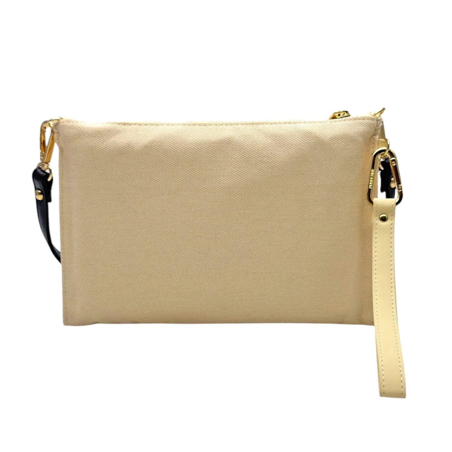 BURBERRY Canvas Cosmetics Pouch/Wristlet with Shoulder Strap - Cream