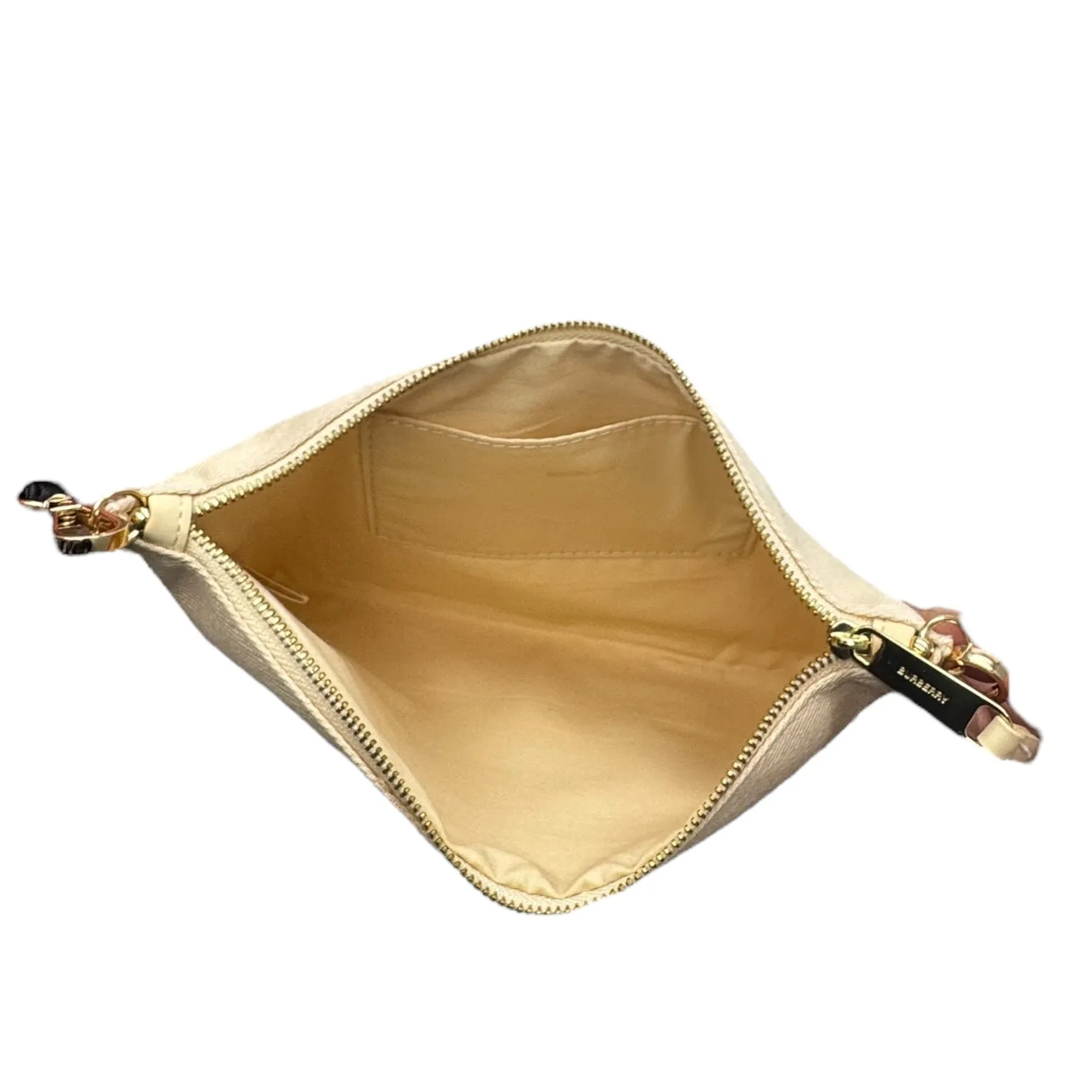 BURBERRY Canvas Cosmetics Pouch/Wristlet with Shoulder Strap - Cream