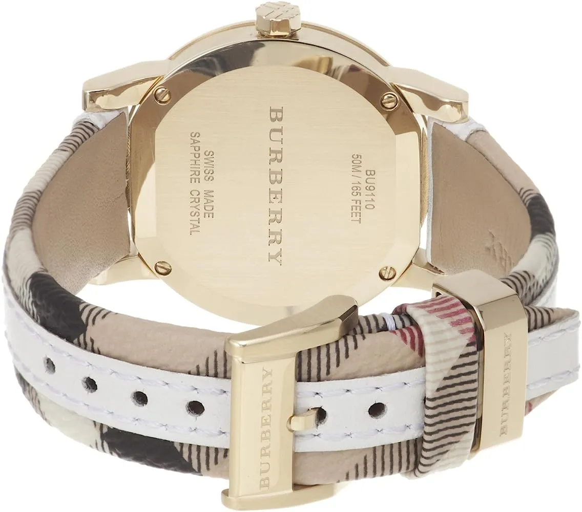 Burberry The City White Check Leather Strap Women's Watch BU9110