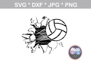Bursting Volleyball, sport, ball, digital download, SVG, DXF, cut file, personal, commercial, use with Silhouette Cameo, Cricut and Die Cutting Machines