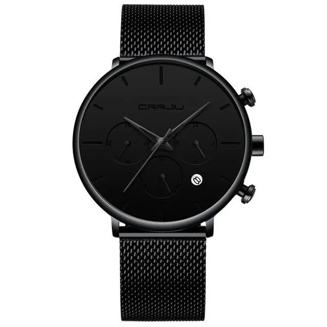 Business Dress Luxury Casual Waterproof Sport  Quartz Slim Mesh Watch for men