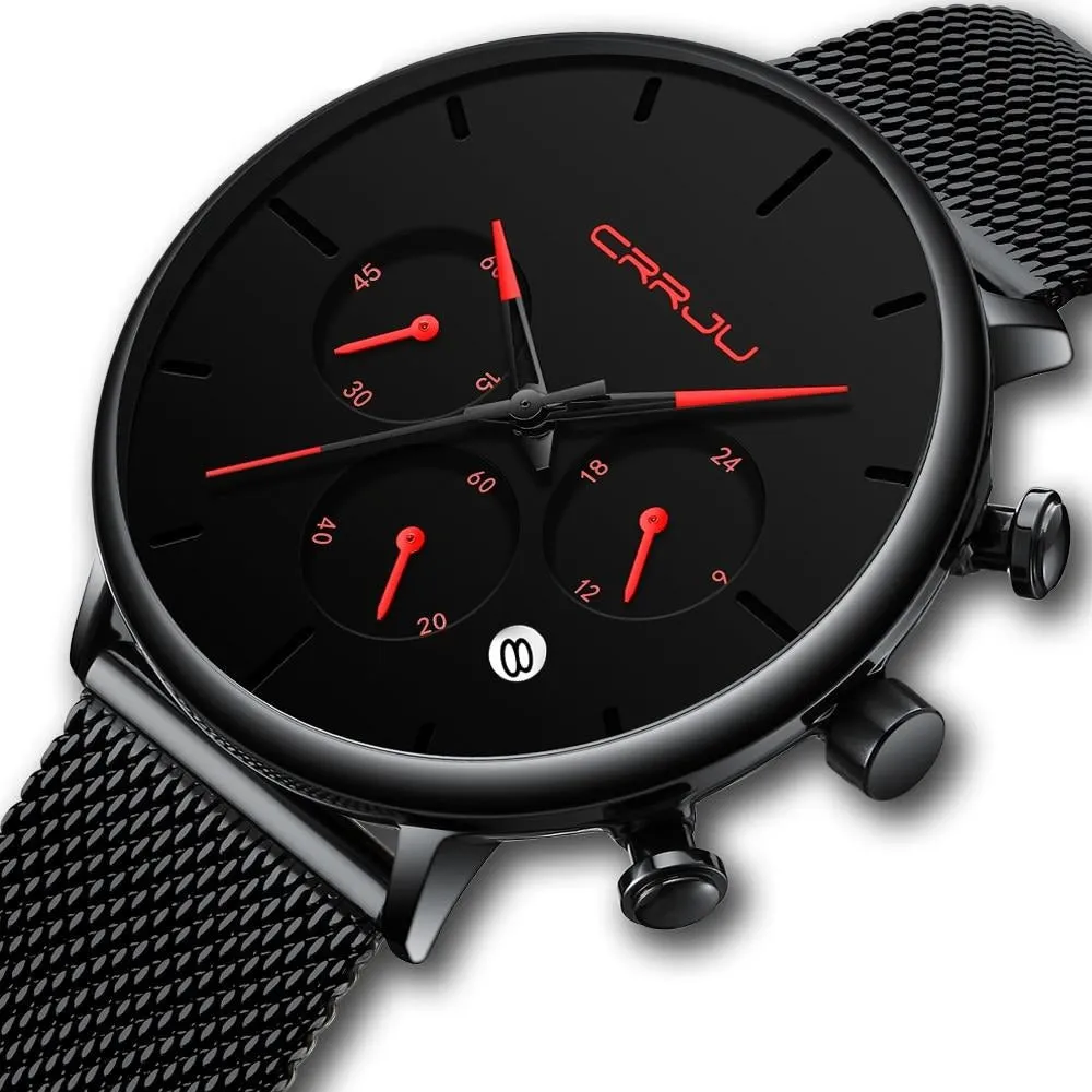 Business Dress Luxury Casual Waterproof Sport  Quartz Slim Mesh Watch for men