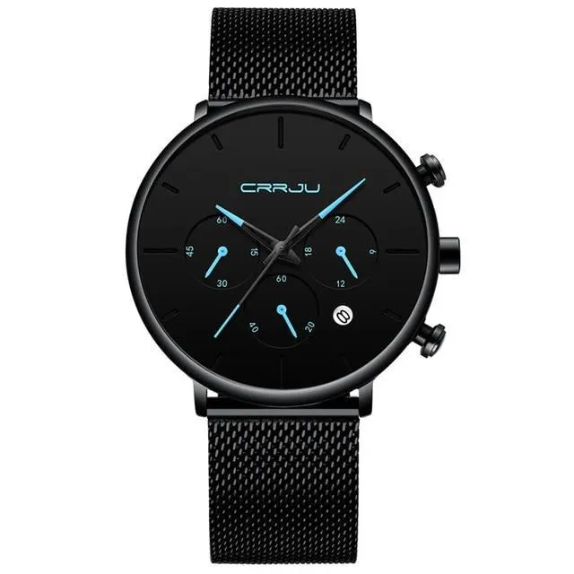 Business Dress Luxury Casual Waterproof Sport  Quartz Slim Mesh Watch for men