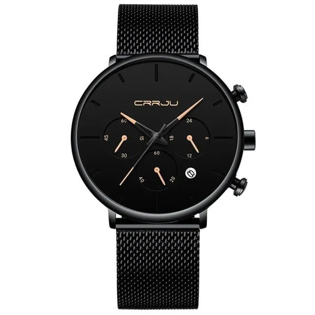 Business Dress Luxury Casual Waterproof Sport  Quartz Slim Mesh Watch for men