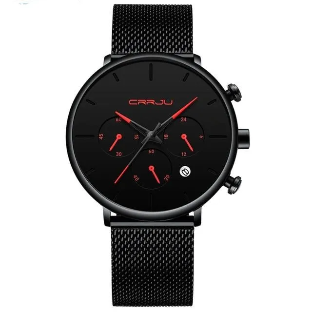 Business Dress Luxury Casual Waterproof Sport  Quartz Slim Mesh Watch for men