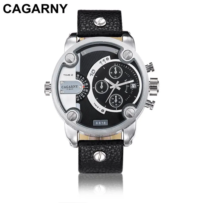 Cagarny Luxury Quartz Dual Time Zone Sports Wristwatch