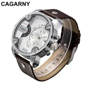 Cagarny Luxury Quartz Dual Time Zone Sports Wristwatch