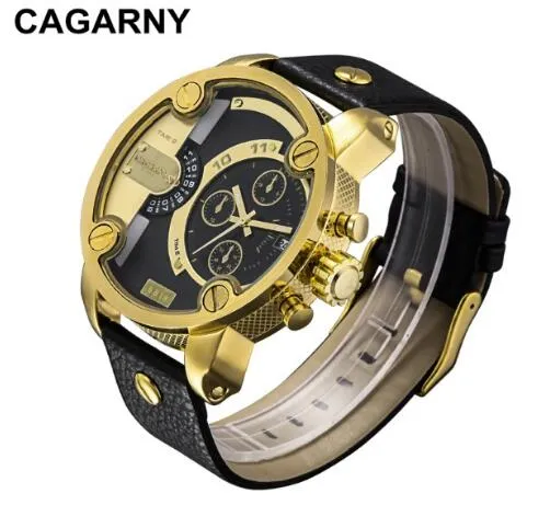 Cagarny Luxury Quartz Dual Time Zone Sports Wristwatch