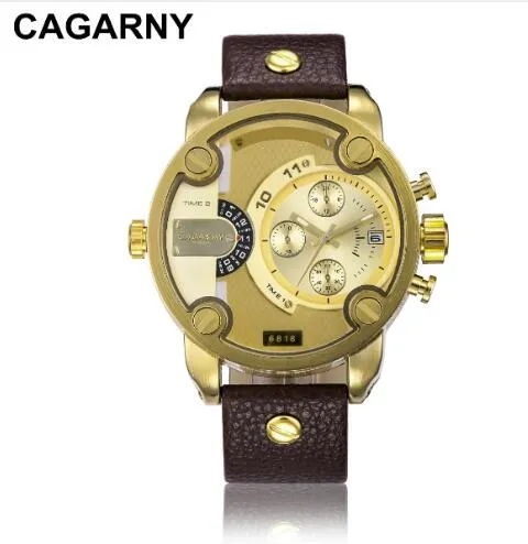 Cagarny Luxury Quartz Dual Time Zone Sports Wristwatch