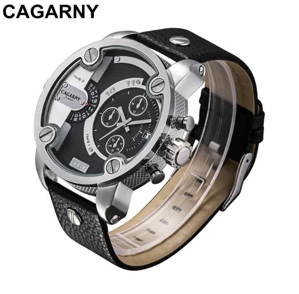Cagarny Luxury Quartz Dual Time Zone Sports Wristwatch