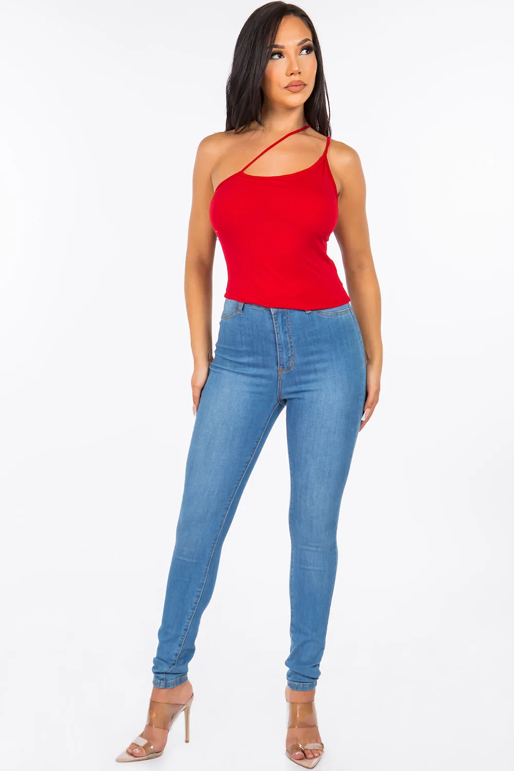 Cally Asymmetrical Cami Top - Red