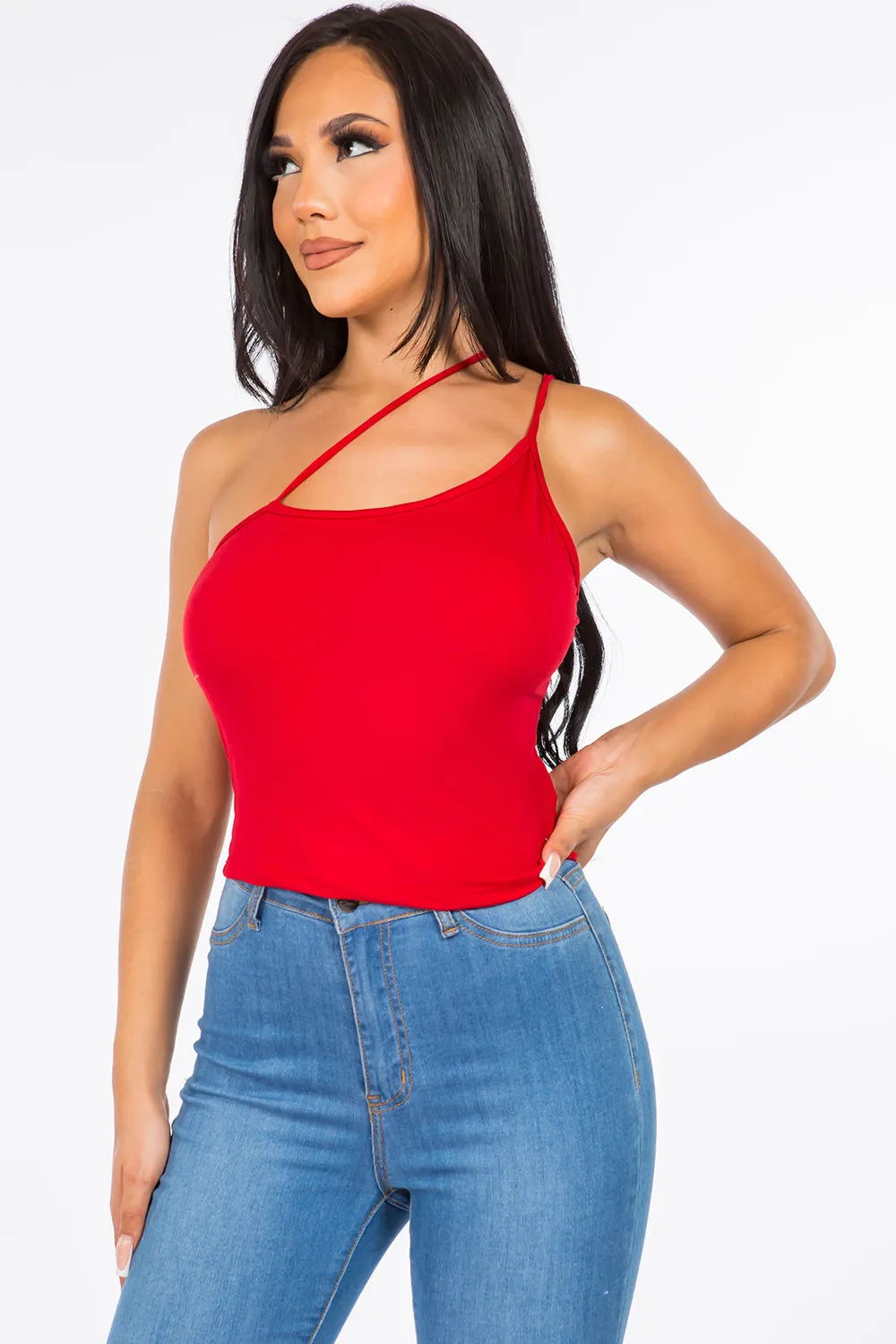 Cally Asymmetrical Cami Top - Red
