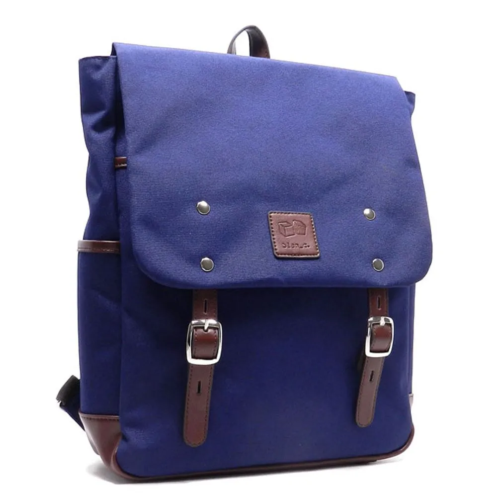 Canvas book school sport L backpack Bag I Pad laptop form pockets Blue Blanc