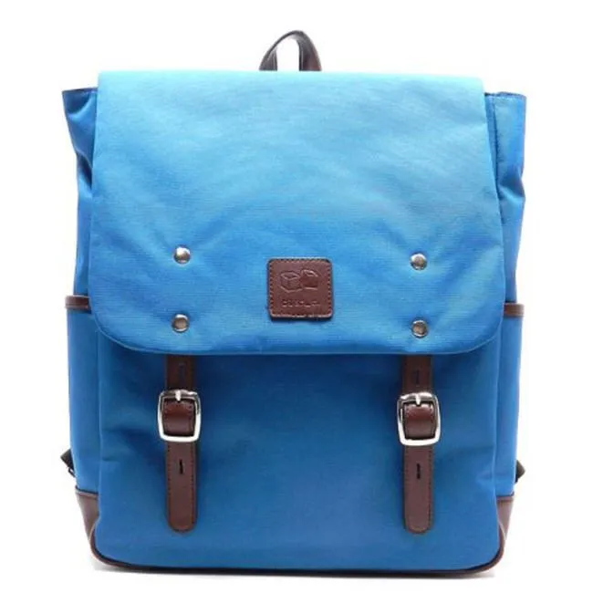Canvas book school sport L backpack Bag I Pad laptop form pockets Blue Blanc