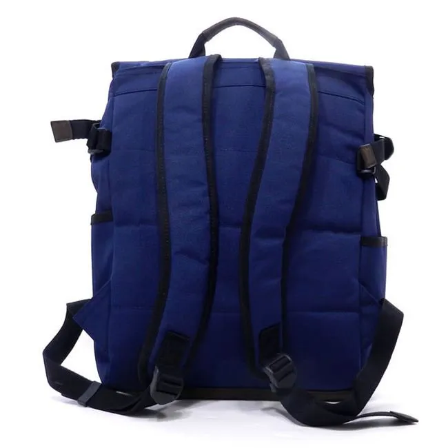 Canvas book school sport L backpack Bag I Pad laptop form pockets Blue Blanc