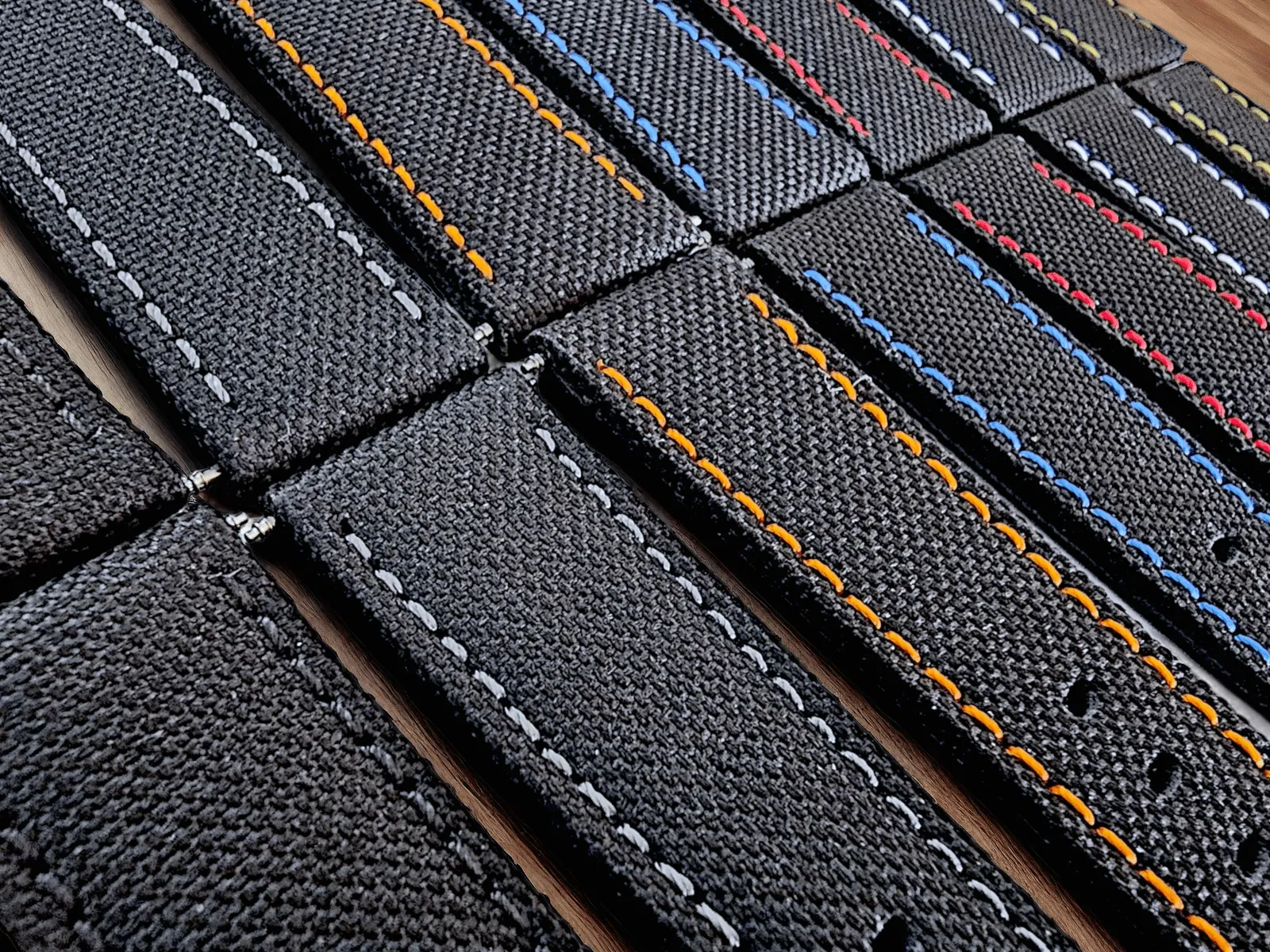 Canvas Watch Strap in Black with White Stitching 18mm 20mm 22mm 24mm