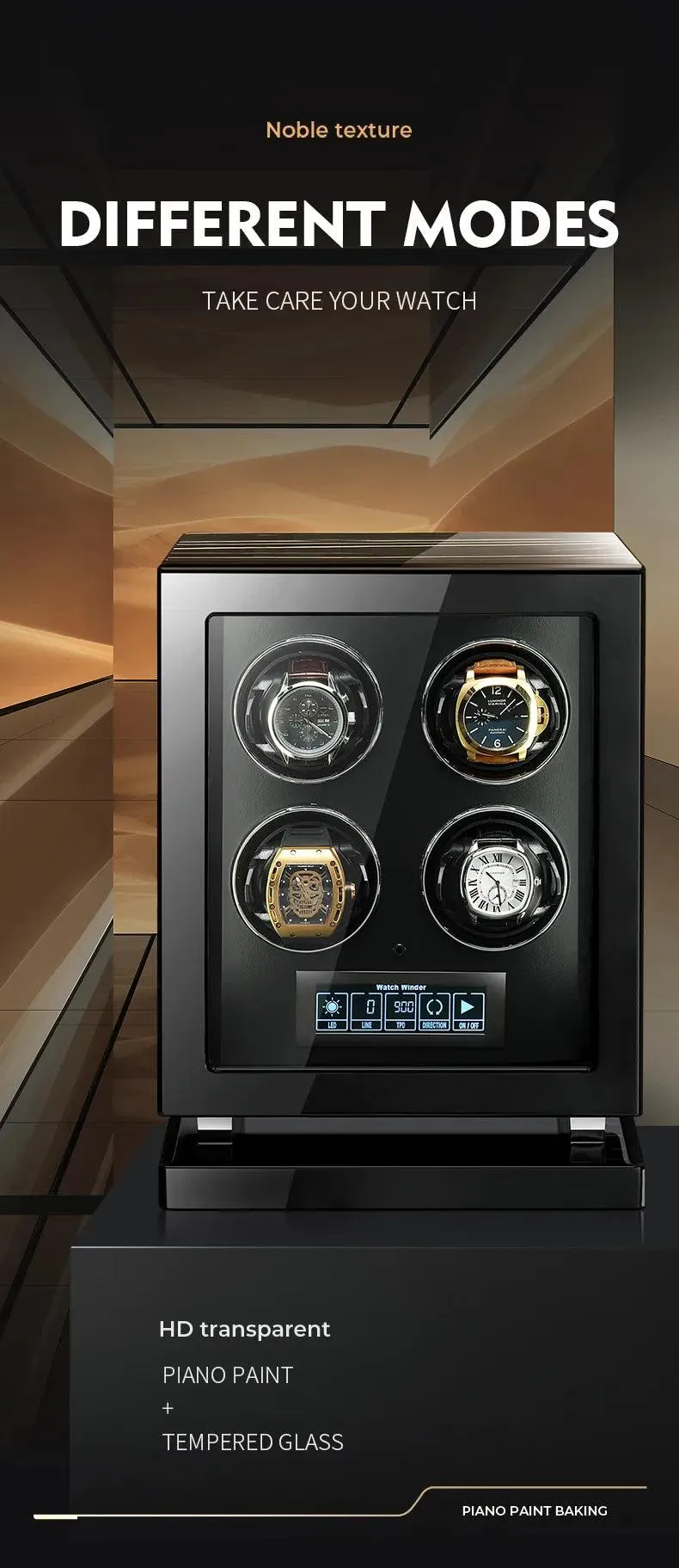 Capodagli box hobs Rotore loading wooden watches with lock and light sqm6301