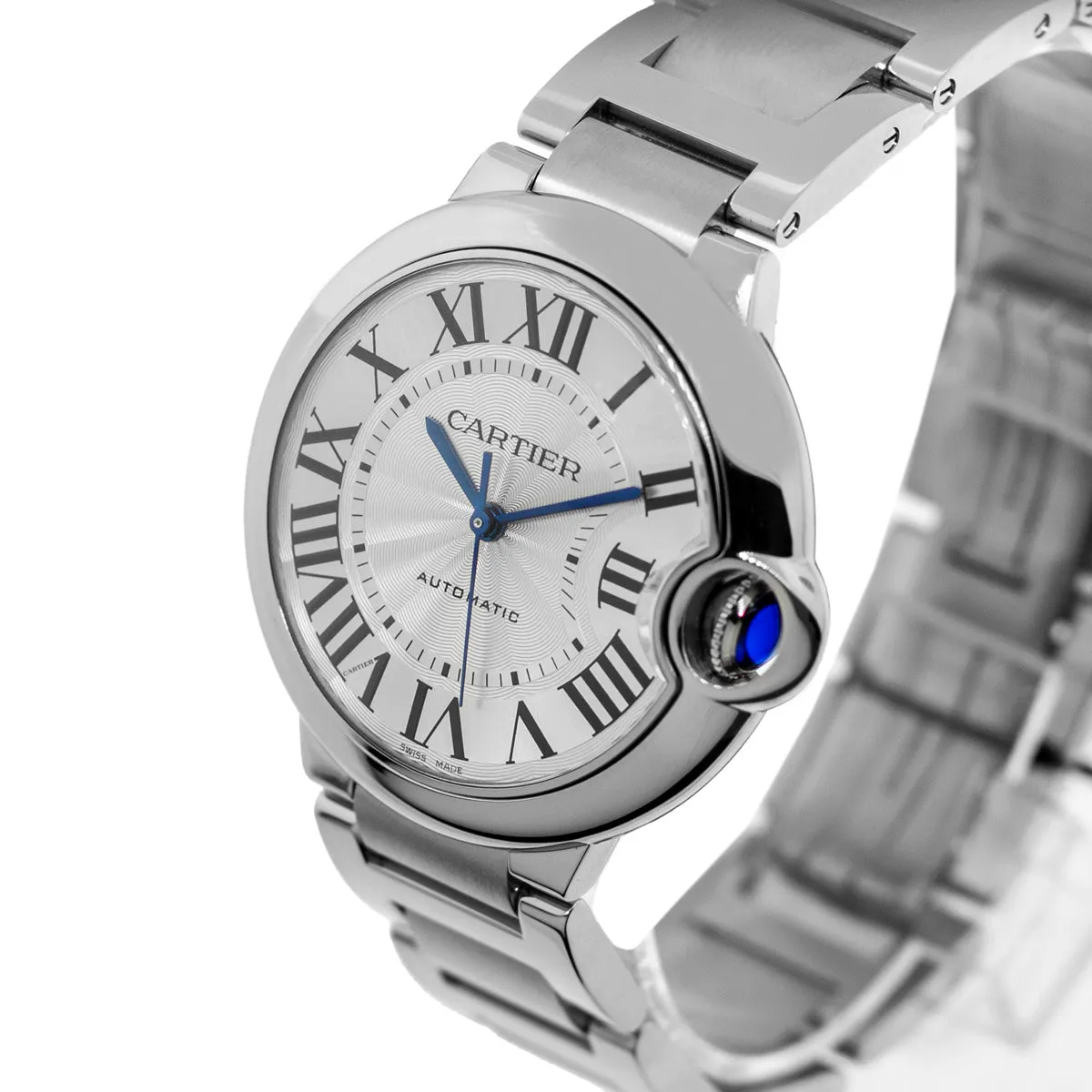 Cartier Ballon Bleu 36mm Stainless Steel Silver Roman Dial WSBB0048