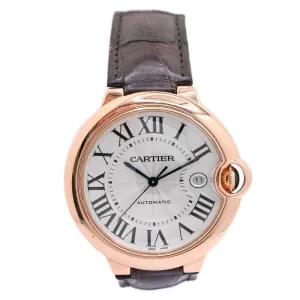 Cartier Men's Ballon Bleu Pink Gold 42mm Silver Roman Dial Watch Reference #: WGBB0017