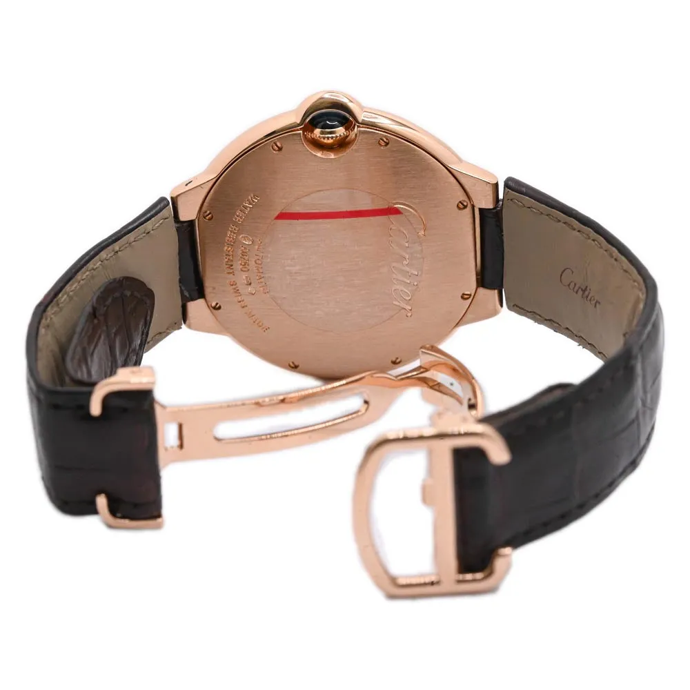 Cartier Men's Ballon Bleu Pink Gold 42mm Silver Roman Dial Watch Reference #: WGBB0017