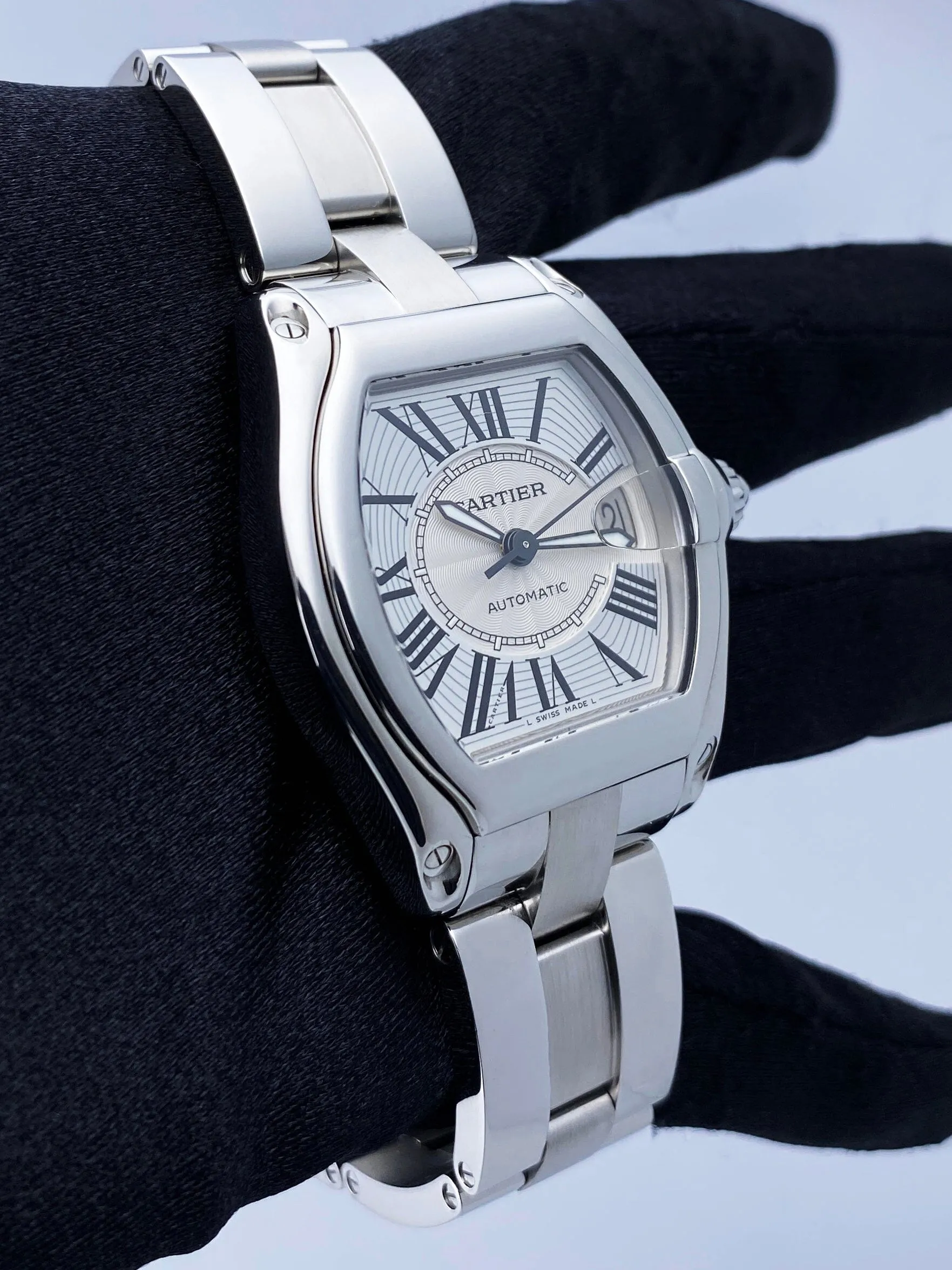 Cartier Roadster W62025V3 Stainless Steel Mens Watch Box Papers