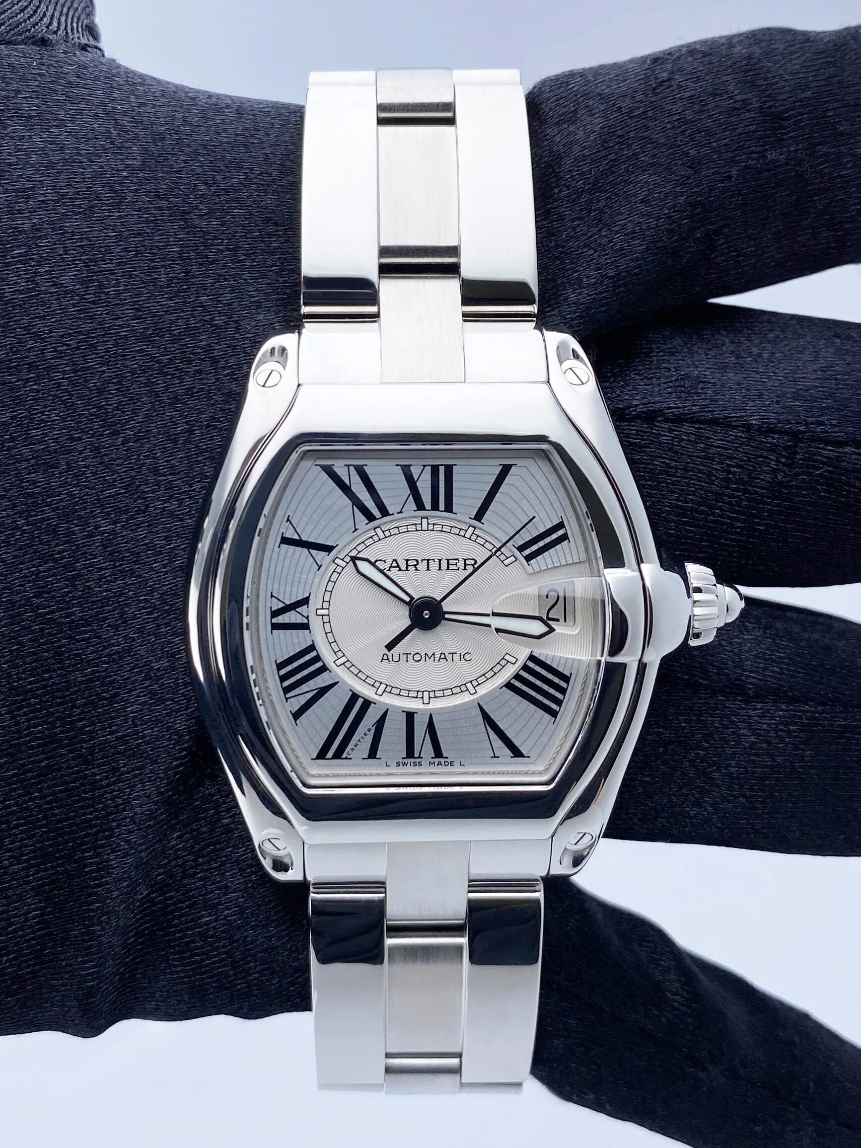Cartier Roadster W62025V3 Stainless Steel Mens Watch Box Papers
