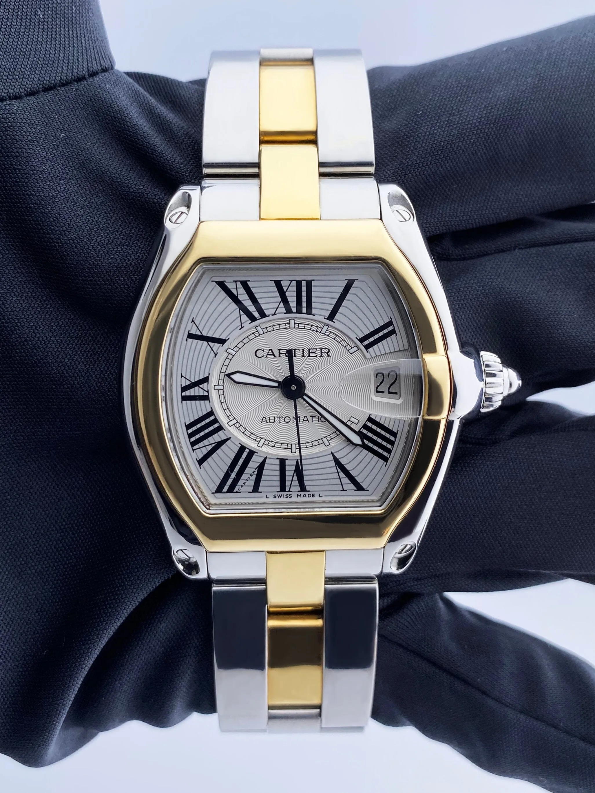 Cartier Roadster W62031Y4 Silver Dial Two Tone Mens Watch