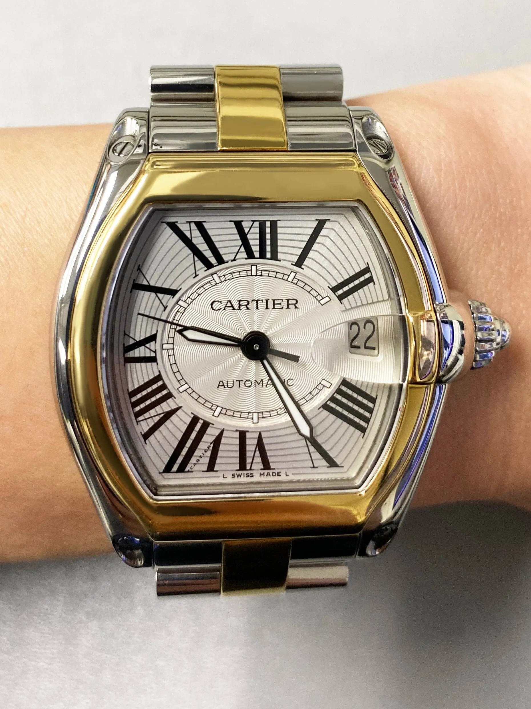 Cartier Roadster W62031Y4 Silver Dial Two Tone Mens Watch