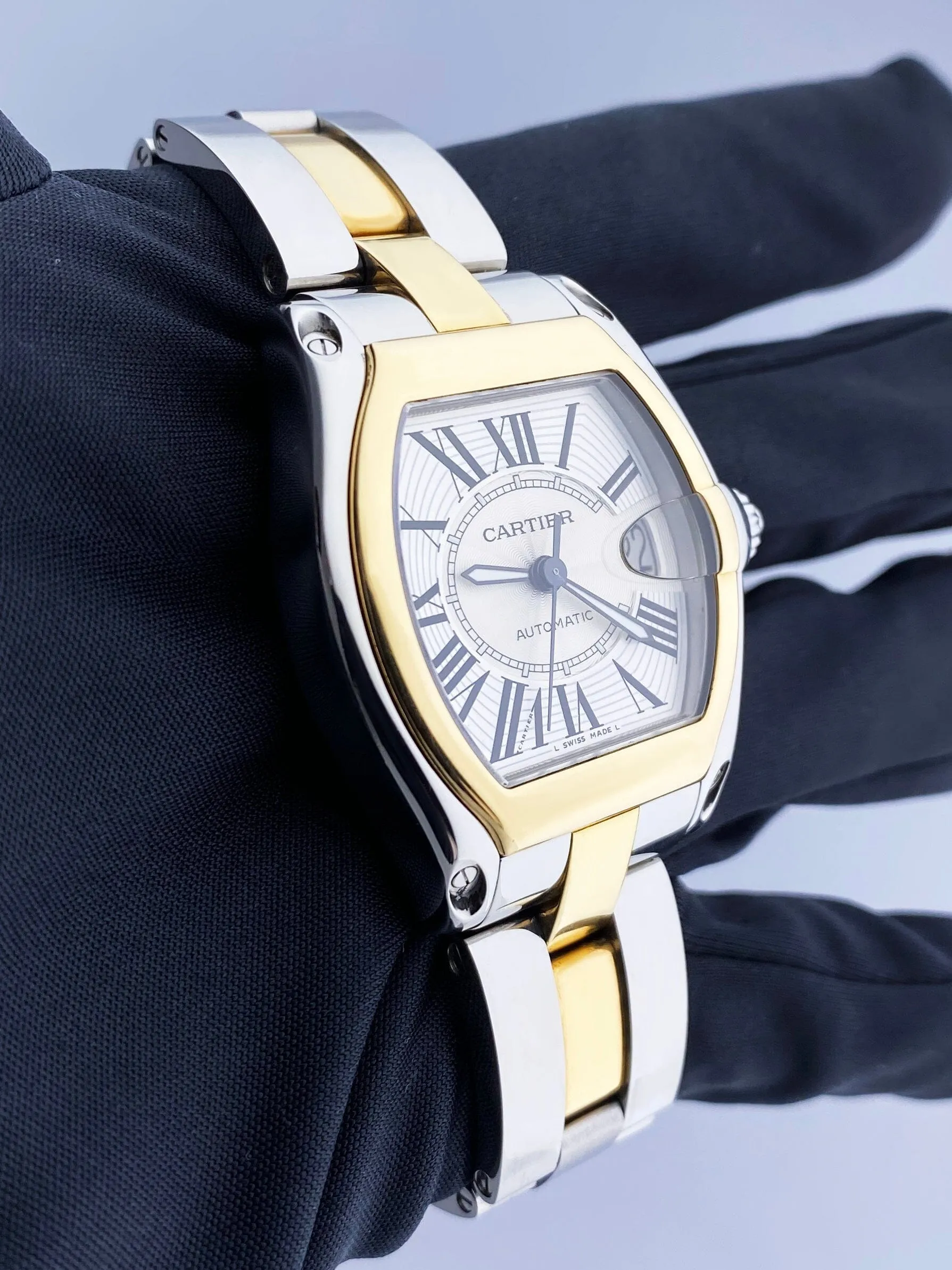 Cartier Roadster W62031Y4 Silver Dial Two Tone Mens Watch