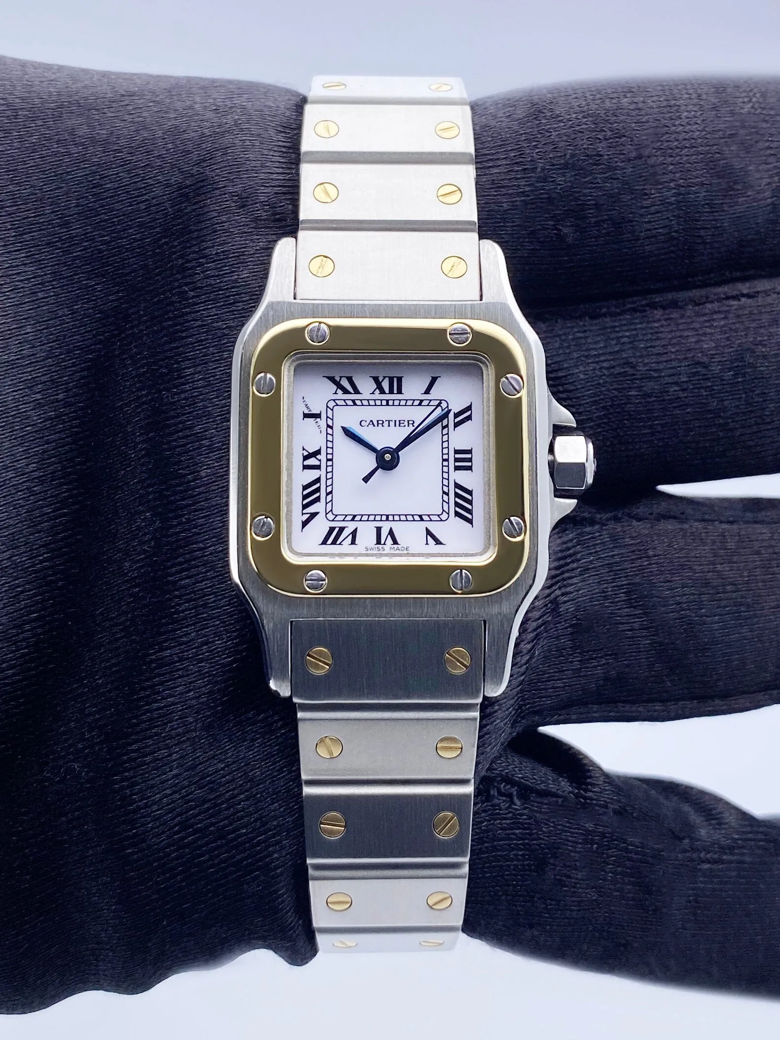 Cartier Santos Galbee 18K Yellow Gold Steel Ladies Watch