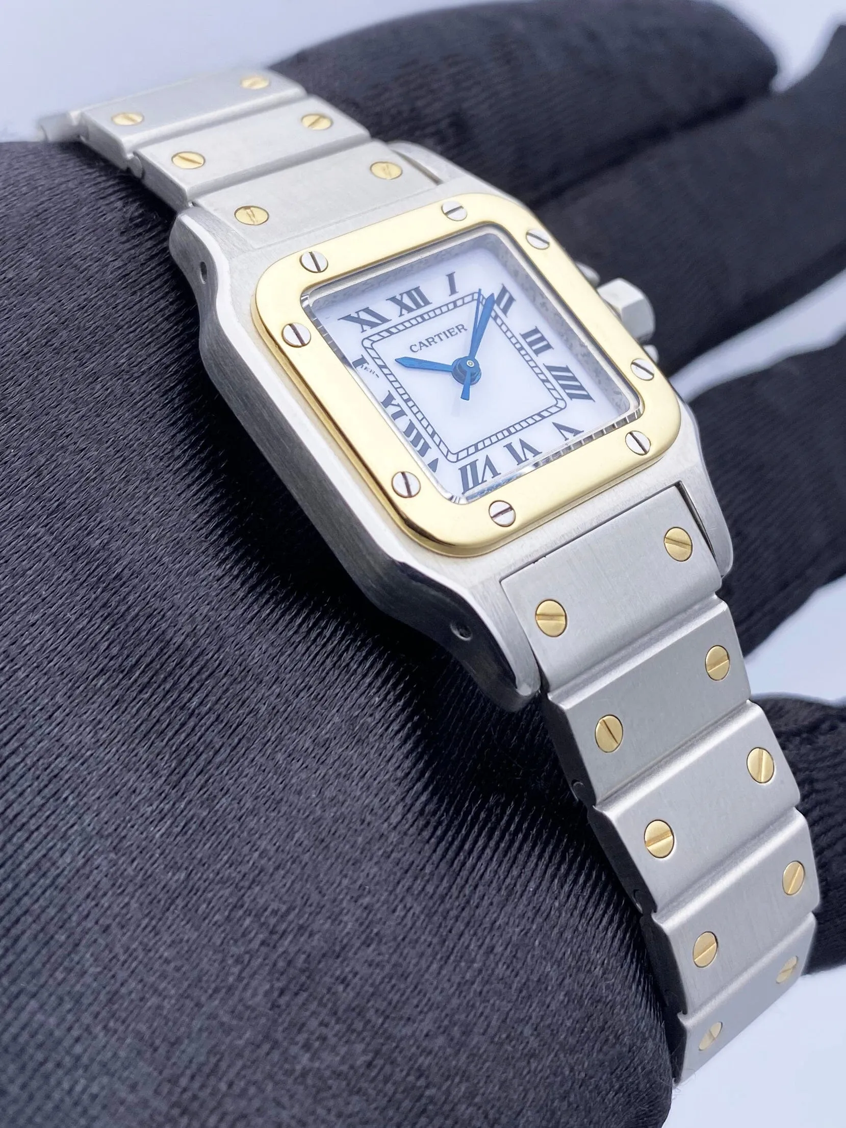 Cartier Santos Galbee 18K Yellow Gold Steel Ladies Watch