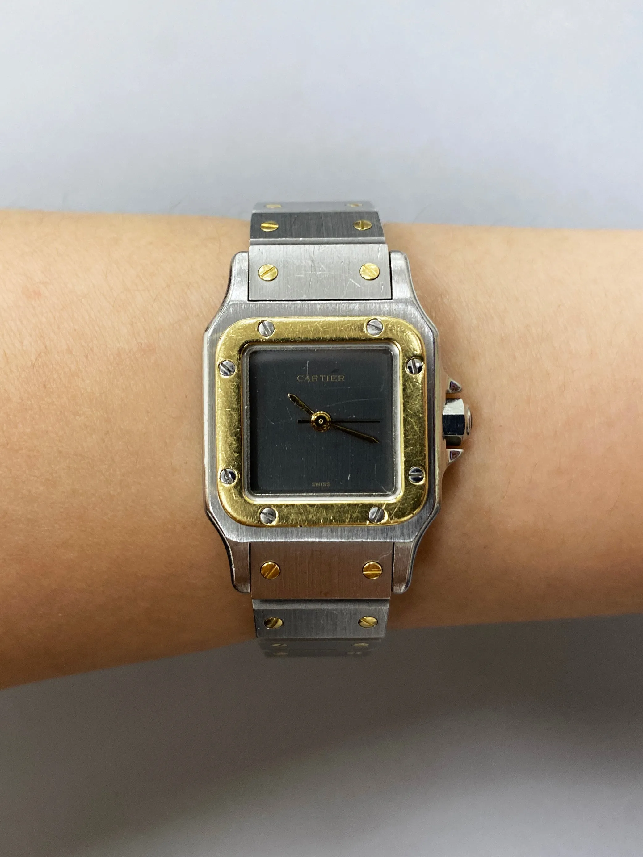Cartier Santos Galbee Grey Dial Two-Tone Ladies Watch