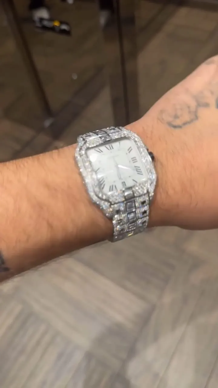 Cartier Santos Moissanite Diamond Watch | Moissanite watch | diamond watch | W 259