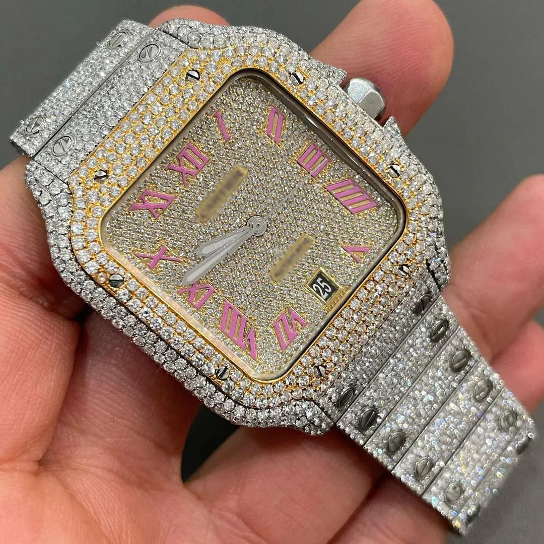 Cartier Santos Moissanite Diamond Watch | vvs moissanite watch W 84