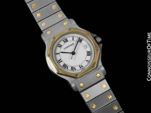 Cartier Santos Octagon Mens Midsize Watch - Stainless Steel & 18K Gold