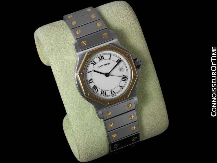 Cartier Santos Octagon Mens Midsize Watch - Stainless Steel & 18K Gold