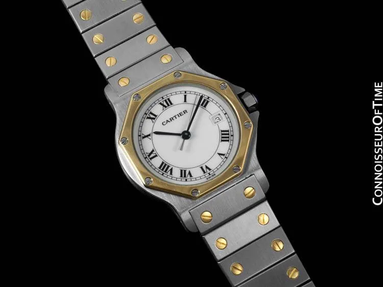 Cartier Santos Octagon Mens Midsize Watch - Stainless Steel & 18K Gold