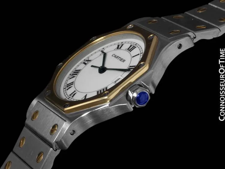 Cartier Santos Octagon Mens Midsize Watch - Stainless Steel & 18K Gold