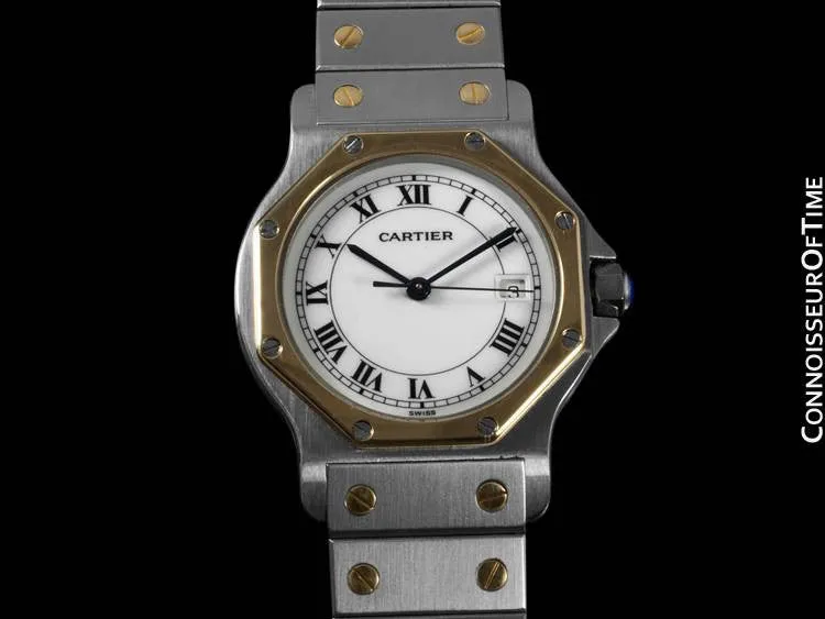 Cartier Santos Octagon Mens Midsize Watch - Stainless Steel & 18K Gold